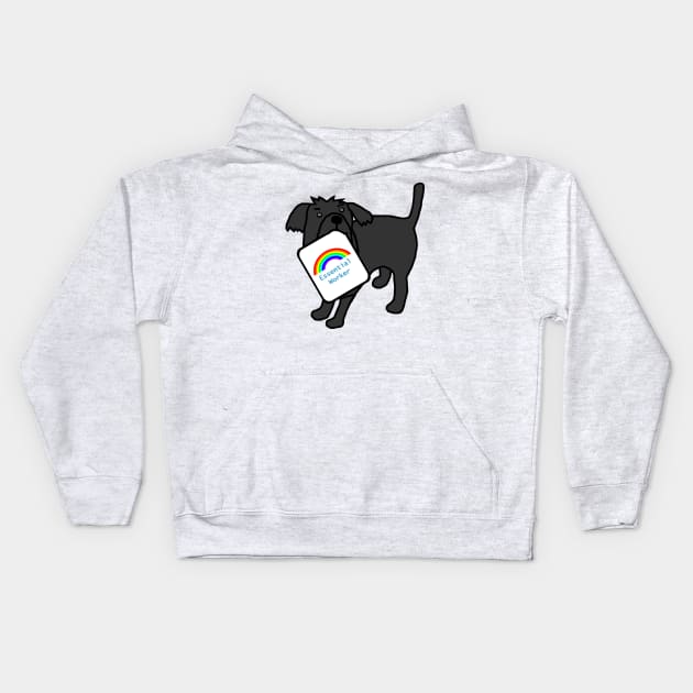 Dog with Essential Worker Rainbow Sign Kids Hoodie by ellenhenryart